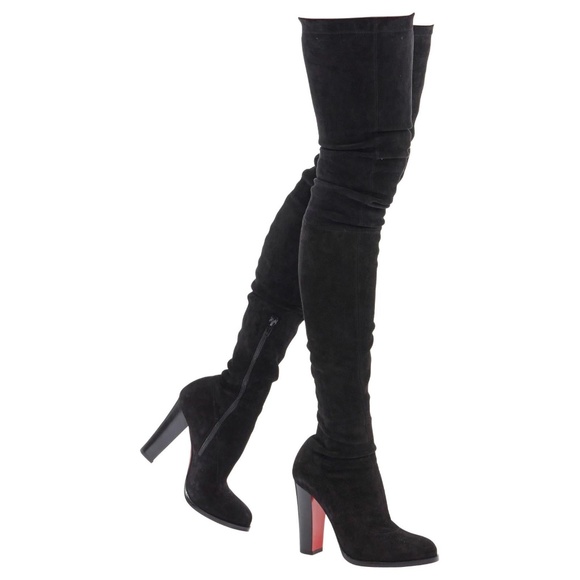 CHRISTIAN LOUBOUTIN Black Suede Alta Stretch Thigh High Boots Size 36.5 - Picture 6 of 6